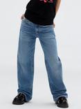 Calvin Klein Kids' High Rise Wide Leg Jeans, Authentic Denim