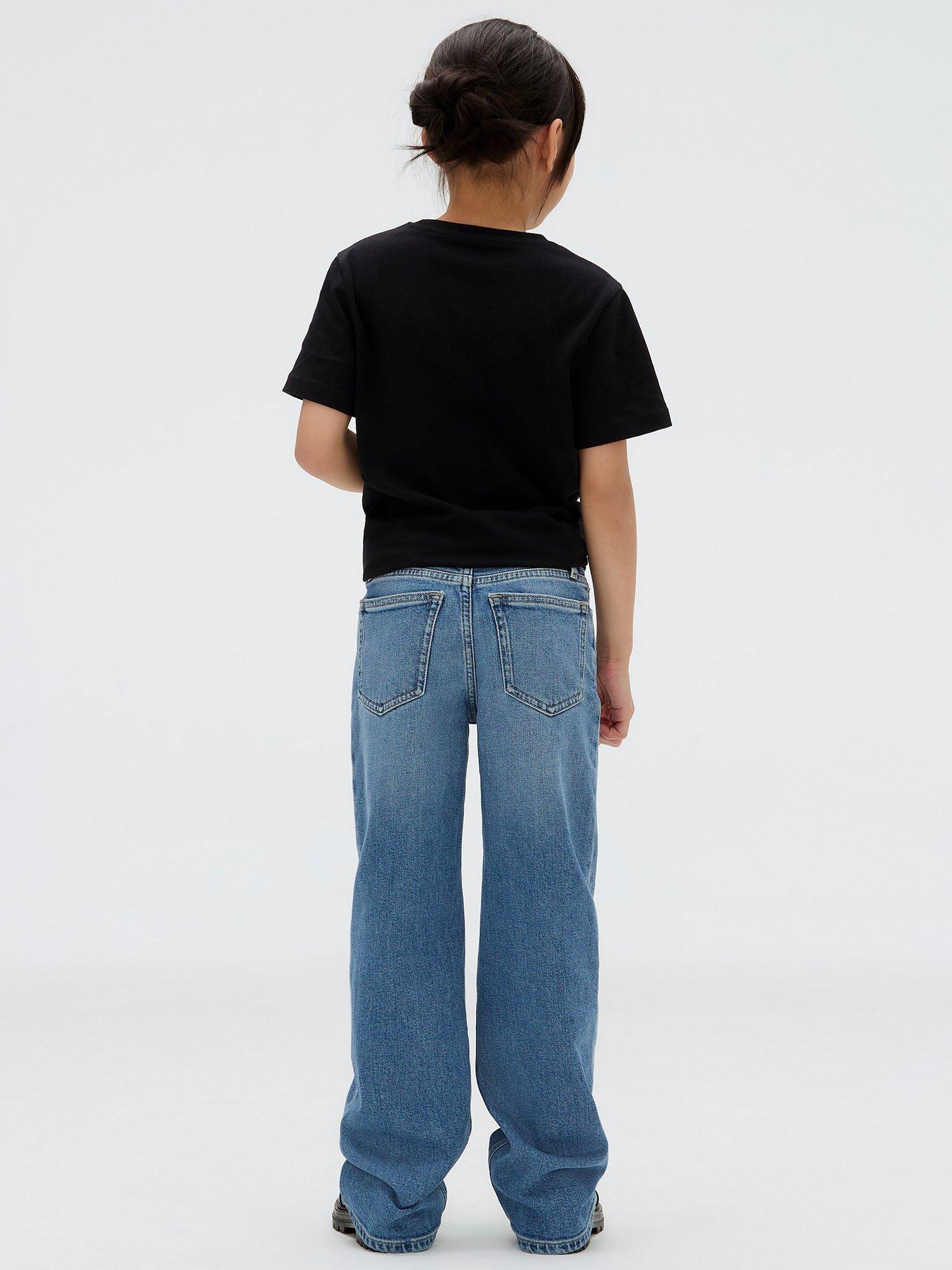 Product image 2 of 5, which shows Calvin Klein Kids' High Rise Wide Leg Jeans, Authentic Denim, 10 years