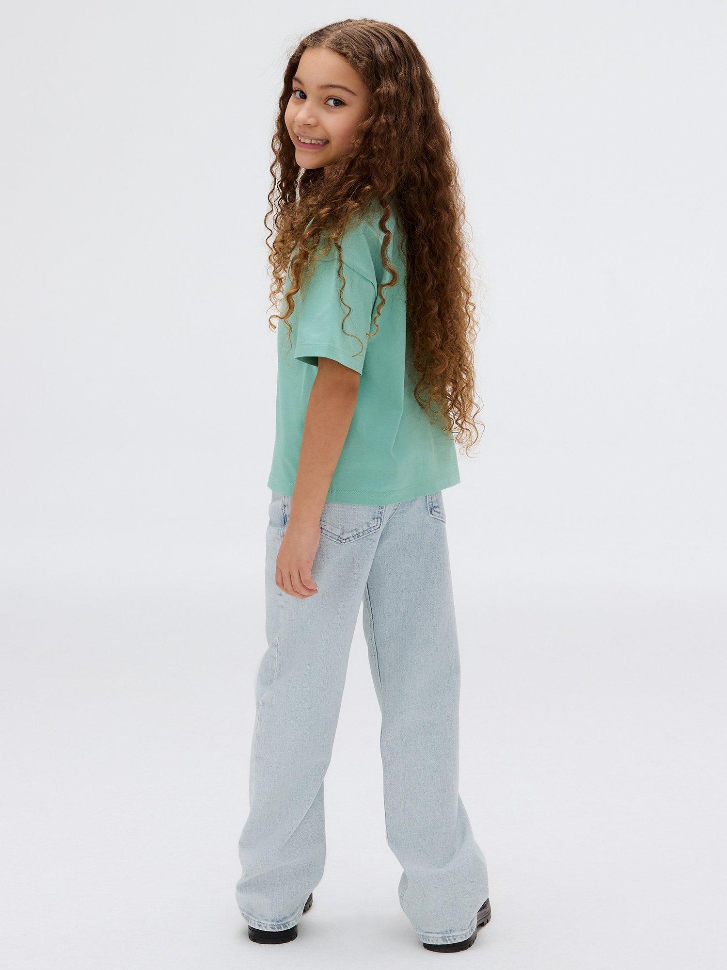 Product image 2 of 4, which shows Calvin Klein Kids' Cotton Round Neck T-Shirt, Tickled Green, 10 years