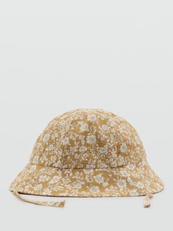 Mango Curcuma Cotton Floral Bucket Hat, Medium Yellow, Medium Yellow