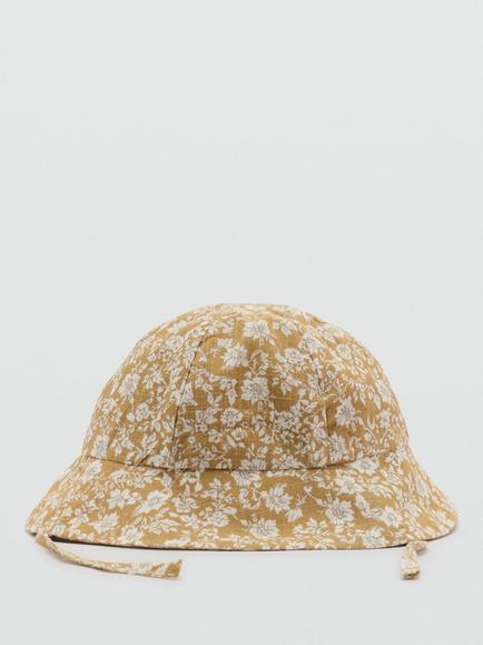 Mango Curcuma Cotton Floral Bucket Hat, Medium Yellow, Medium Yellow