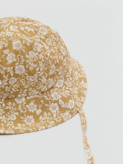 Mango Curcuma Cotton Floral Bucket Hat, Medium Yellow - view 2, Medium Yellow