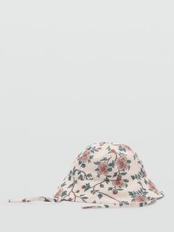 Mango Baby Pimen Cotton Floral Bucket Hat, Light Beige, Light Beige