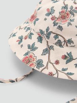 Mango Baby Pimen Cotton Floral Bucket Hat, Light Beige - view 2, Light Beige