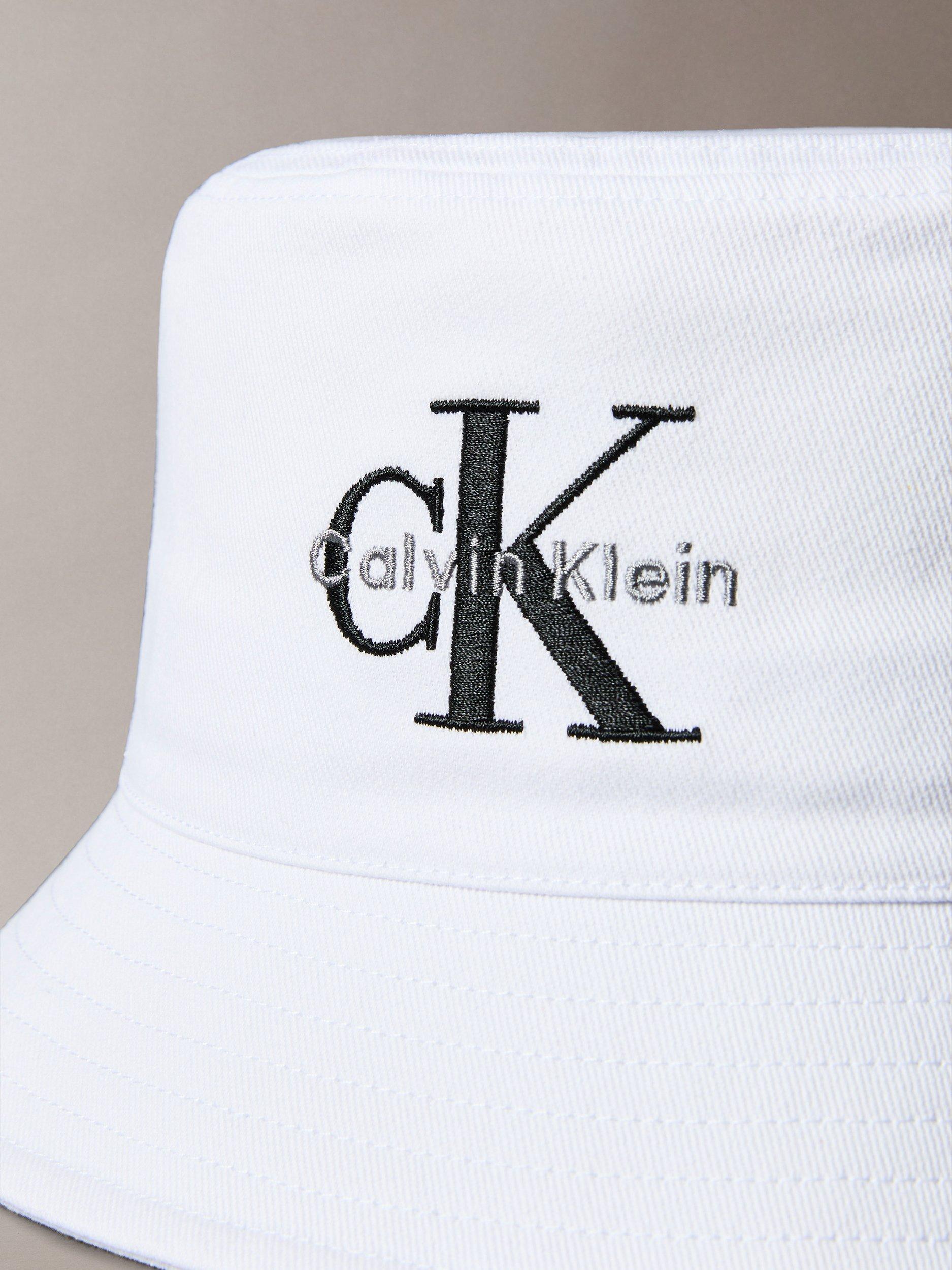 Product image 3 of 3, which shows Calvin Klein Embroidered Logo Bucket Hat, Bright White, One Size