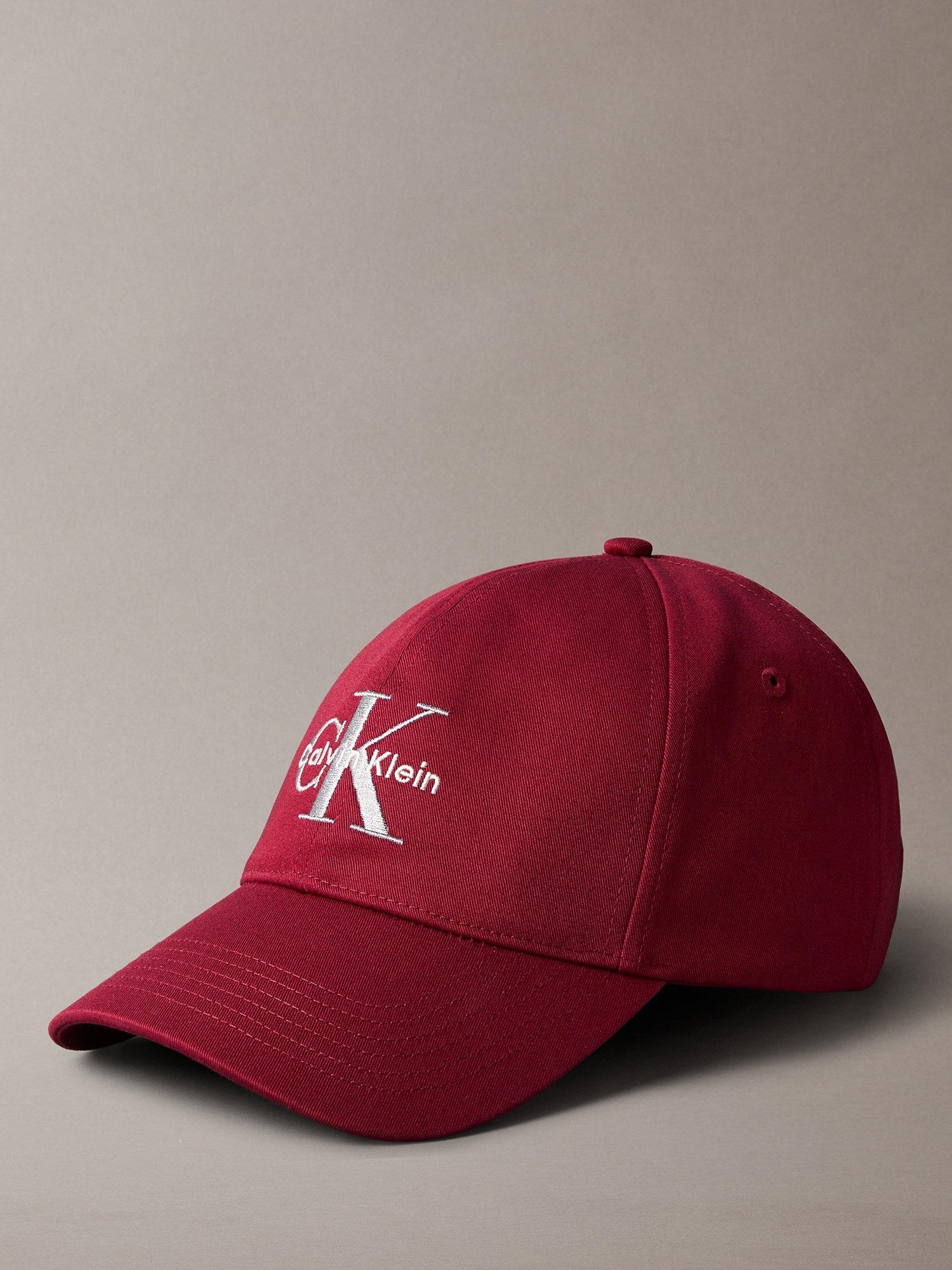Product image 1 of 3, which shows Calvin Klein Embroidered Logo Baseball Cap, Deep Rouge, One Size