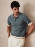 Reiss x CHÉ Quinn Cotton Knit Short Sleeved Polo Shirt, Blue/Multi
