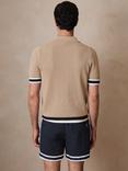 Reiss x CHÉ Quinn Cotton Knit Short Sleeved Polo Shirt, Brown/Multi