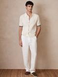 Reiss x CHÉ Knitted Short Sleeved Polo Shirt, White/Multi