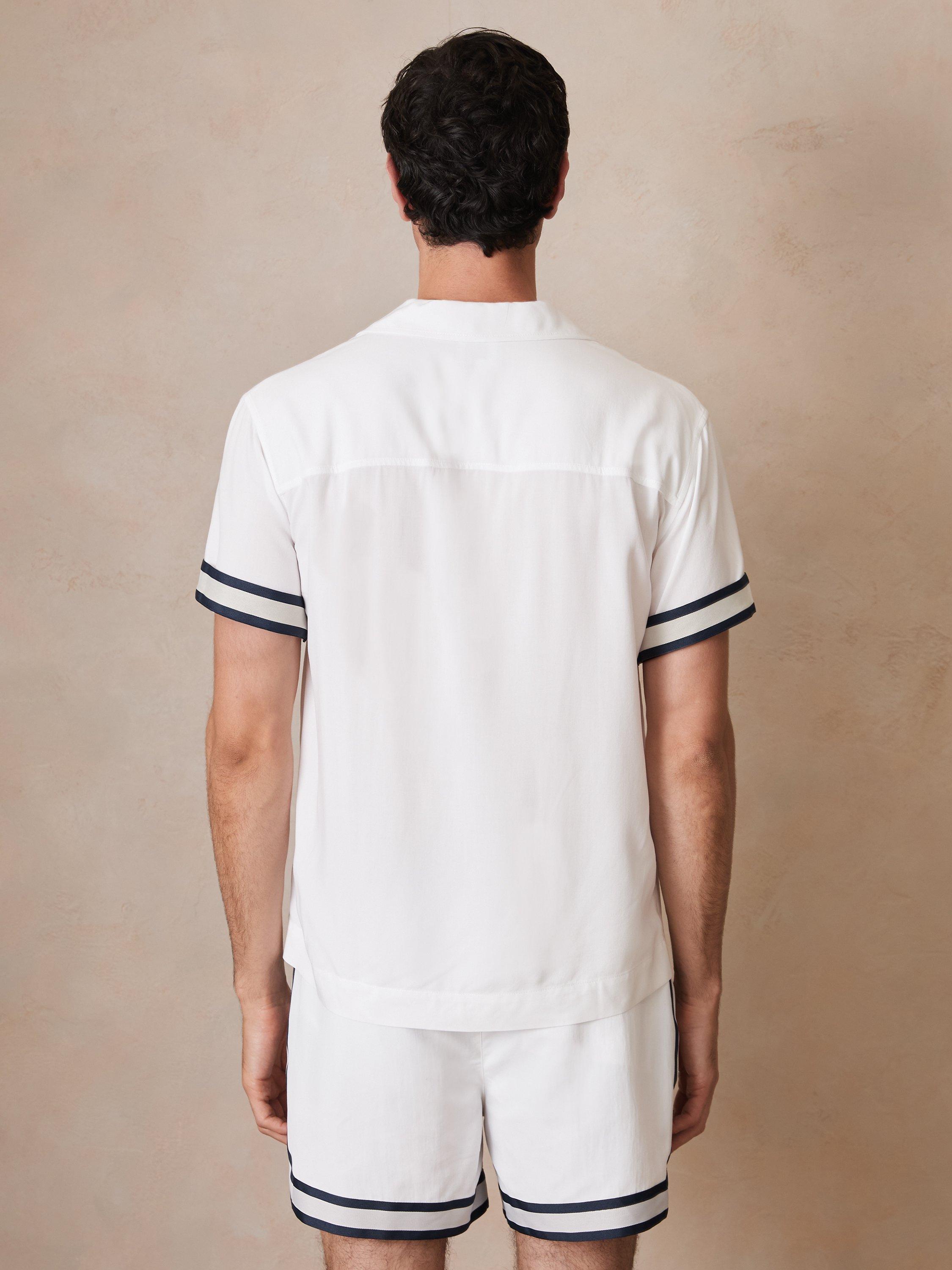 Product image 2 of 5, which shows Reiss x CHÉ Valbonne Stripe Cuff Shirt, White, XS