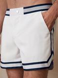 Reiss x CHÉ Baller Contrast Trim Swim Shorts, White/Multi