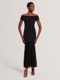 Ted Baker Drop Waist Off Shoulder Knit Dress, Navy