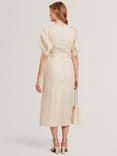 Ted Baker Belted Puff Sleeve Midi Dress, Natural