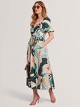 Ted Baker Abstract Floral Puff Sleeve Midi Dress, Pink