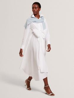 Ted Baker Cotton Long Sleeved Wrap Shirt Dress, White, White