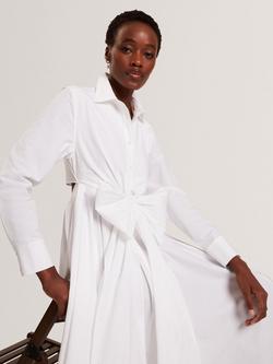 Ted Baker Cotton Long Sleeved Wrap Shirt Dress, White - view 2, White