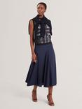 Ted Baker Zanzah Cotton Poplin Midi Skirt, Navy