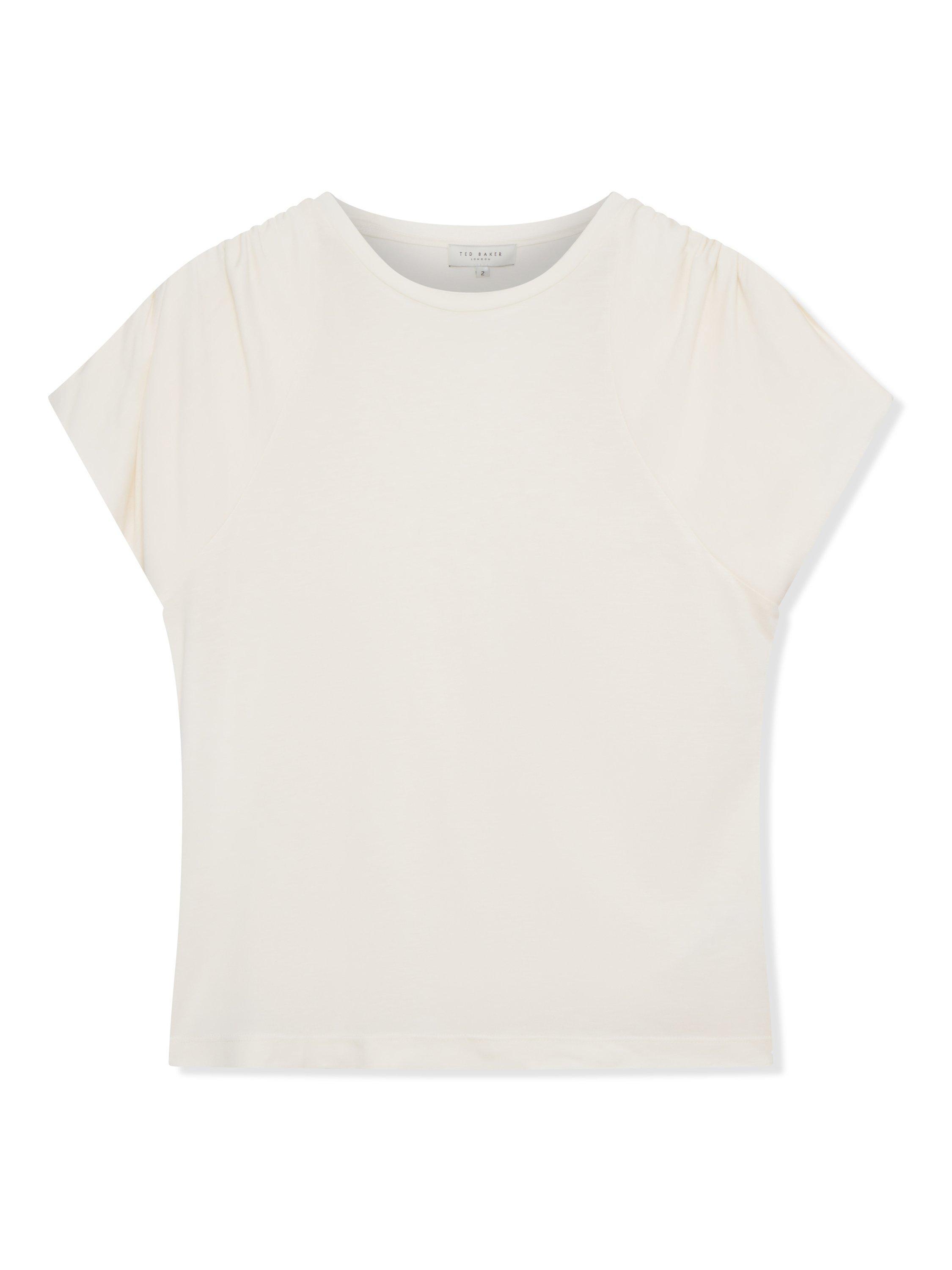 Product image 1 of 2, which shows Ted Baker Shoulder Gather Detail T-Shirt, White, 6