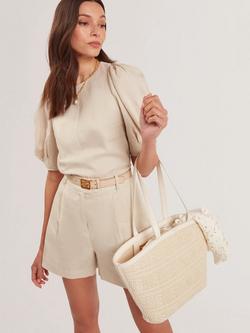 Ted Baker Puff Sleeve Pure Linen Top - view 2, Natural