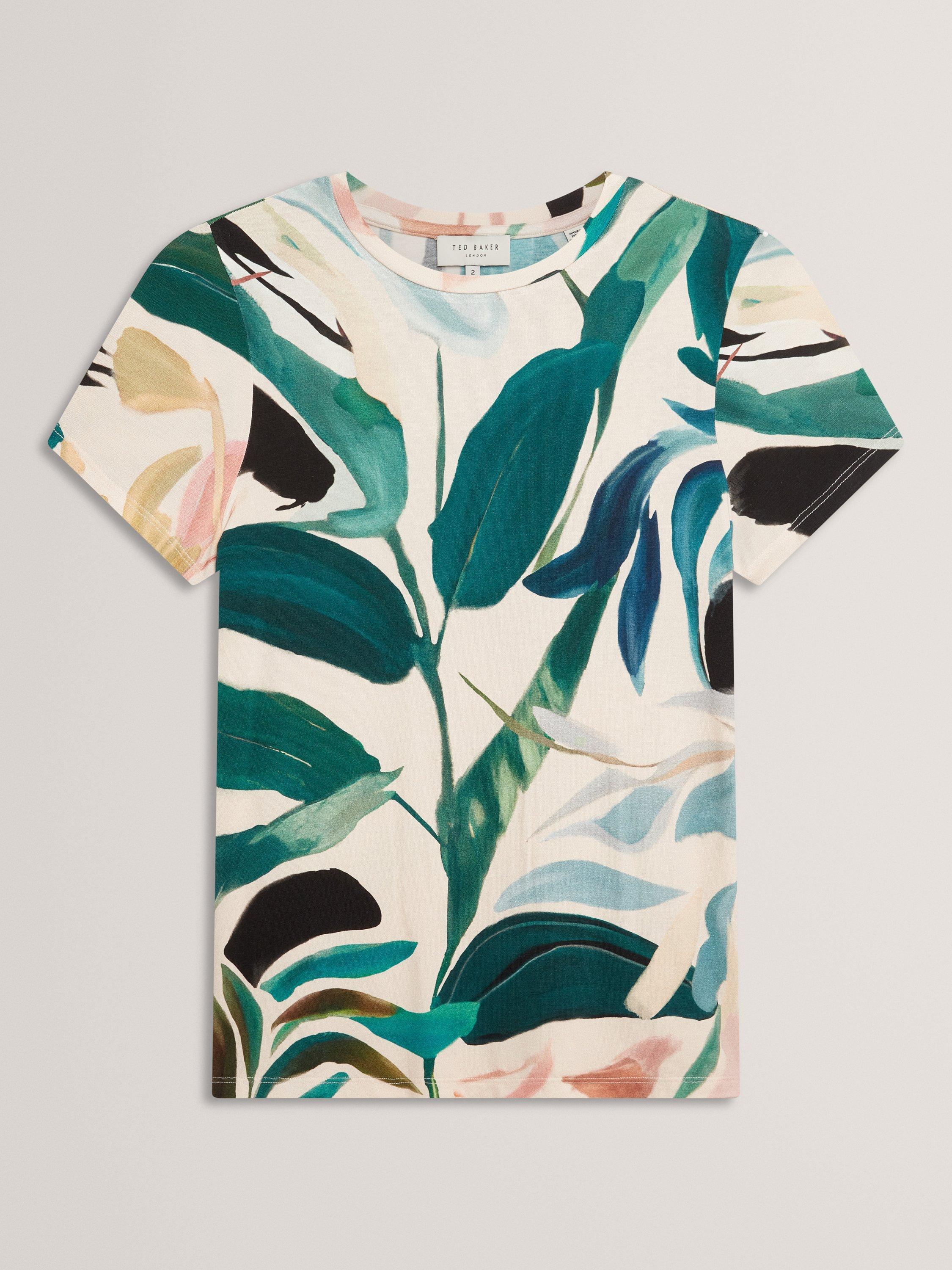 Product image 7 of 8, which shows Ted Baker Leaf Graphic Fitted T-Shirt, Black, 6