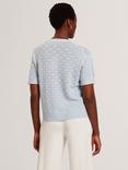Ted Baker Wool Blend Short Sleeved Knitted Top, Pl-blue
