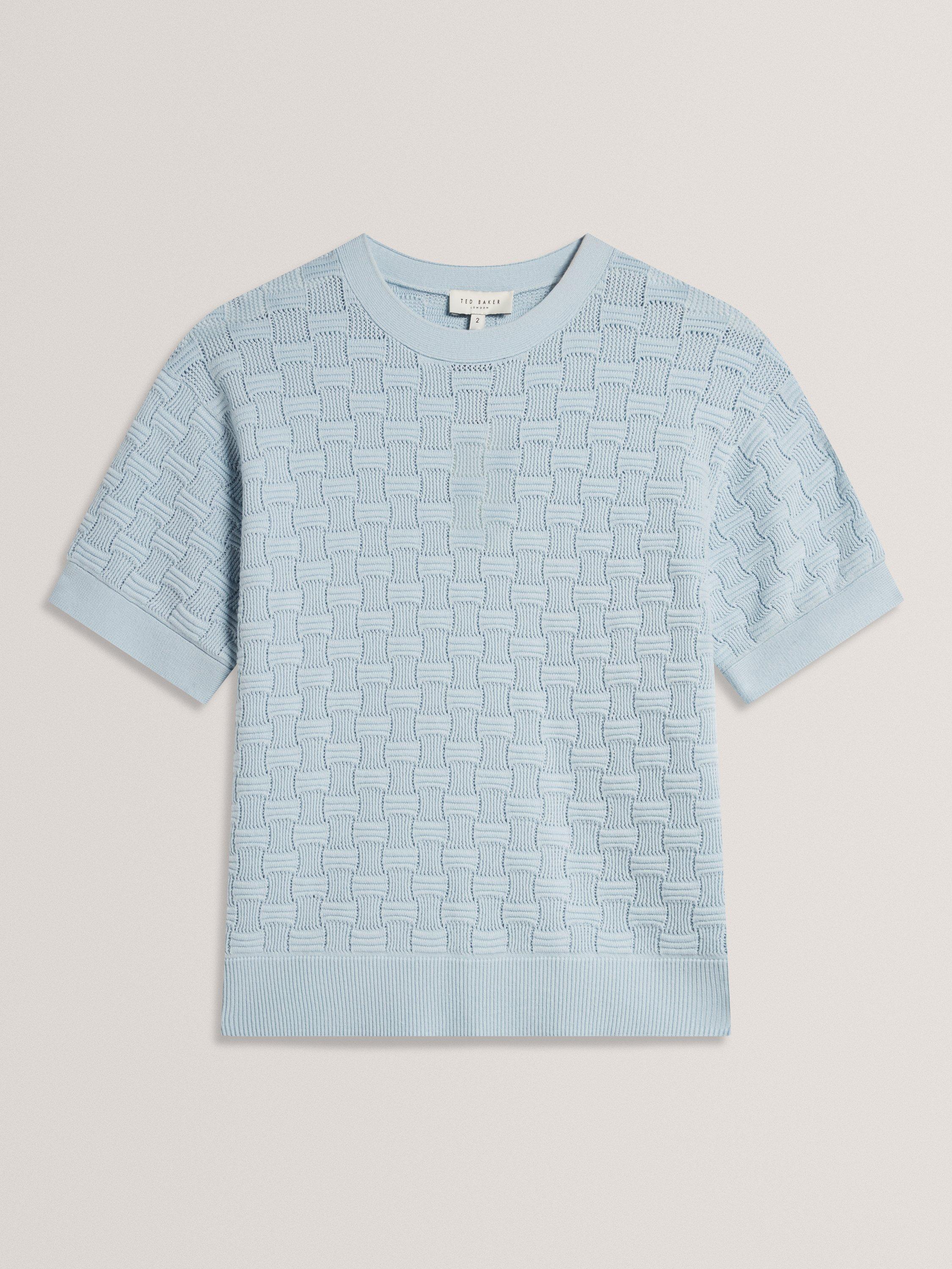 Product image 6 of 6, which shows Ted Baker Wool Blend Short Sleeved Knitted Top, Pl-blue, 6