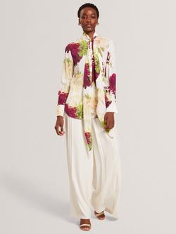 Ted Baker Box Pleat Wide Leg Trousers, Ivory, Ivory