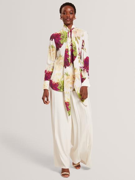 Ted Baker Box Pleat Wide Leg Trousers, Ivory, Ivory