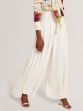 Ted Baker Box Pleat Wide Leg Trousers, Ivory