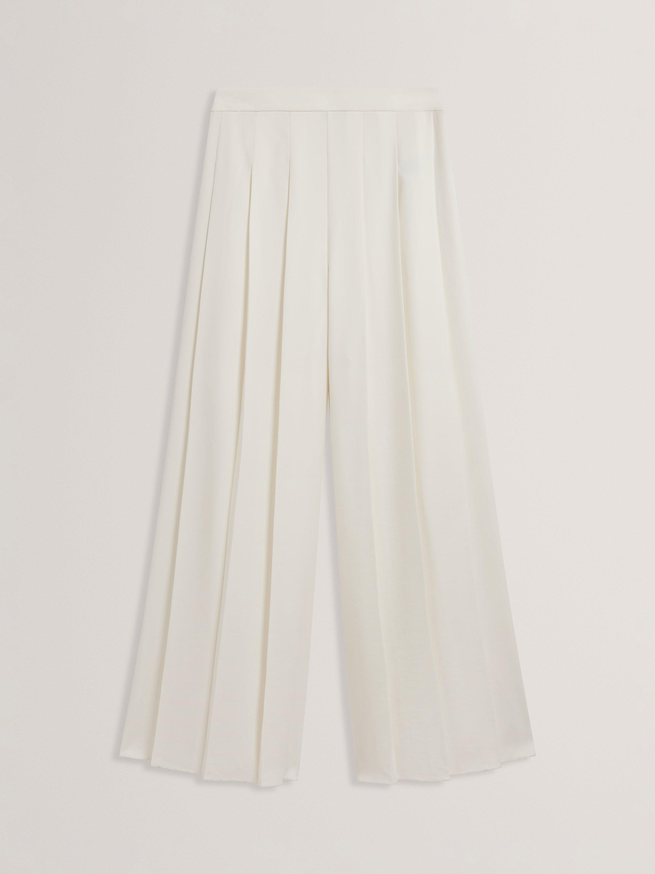 Product image 5 of 5, which shows Ted Baker Box Pleat Wide Leg Trousers, Ivory, 6