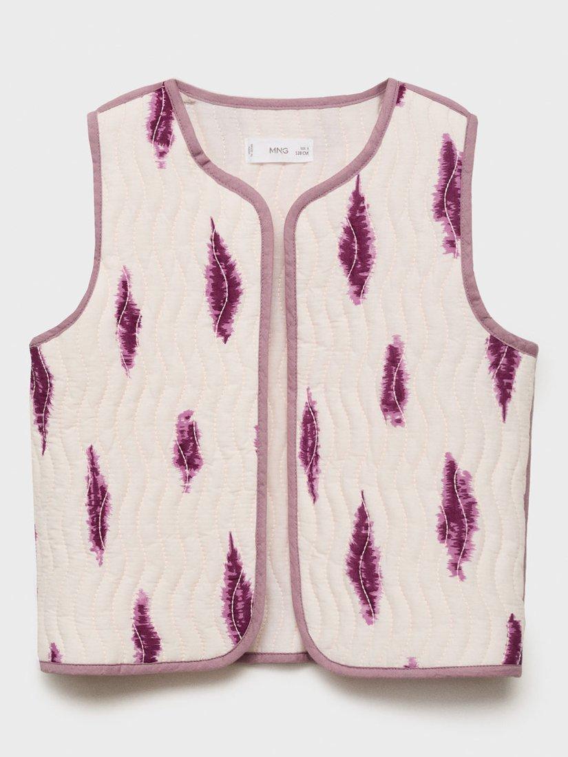 Product image 1 of 4, which shows Mango Kids' Brooke Cotton Waistcoat, Pink, 13-14 years