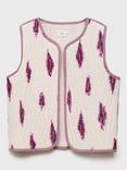 Mango Kids' Brooke Cotton Waistcoat, Pink