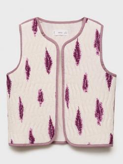 Mango Kids' Brooke Cotton Waistcoat, Pink, Pink