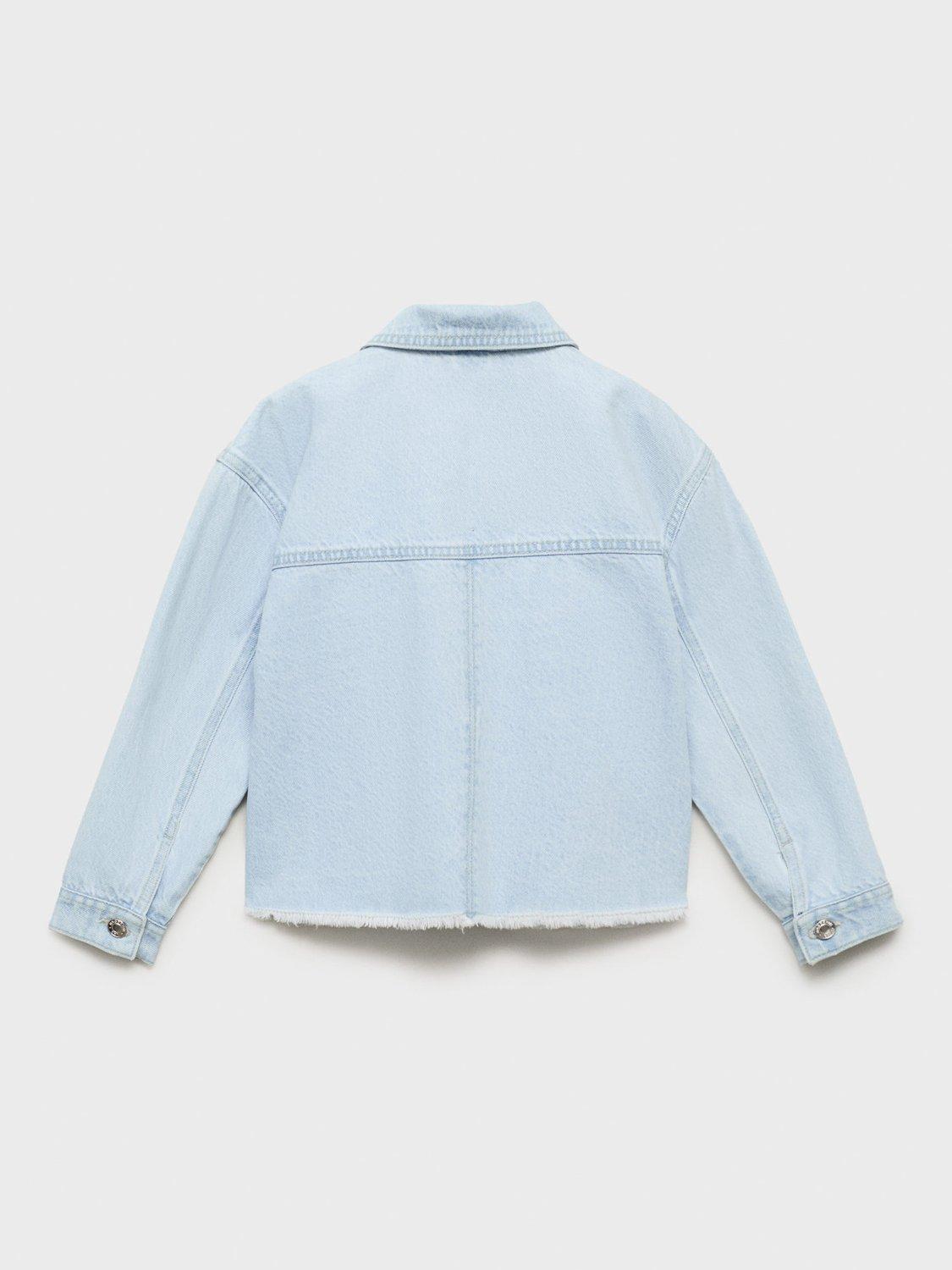 Product image 2 of 4, which shows Mango Kids' Violet Cotton Denim Jacket, Open Blue, 10 years