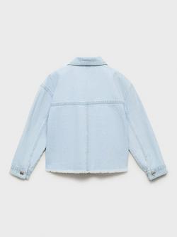 Mango Kids' Violet Cotton Denim Jacket, Open Blue - view 2, Open Blue