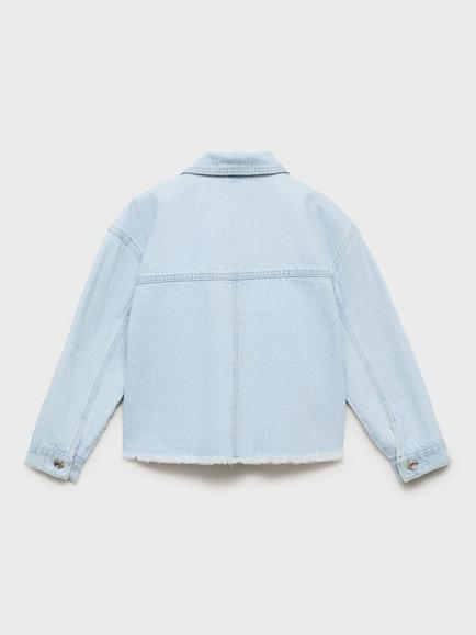 Mango Kids' Violet Cotton Denim Jacket, Open Blue - view 2, Open Blue