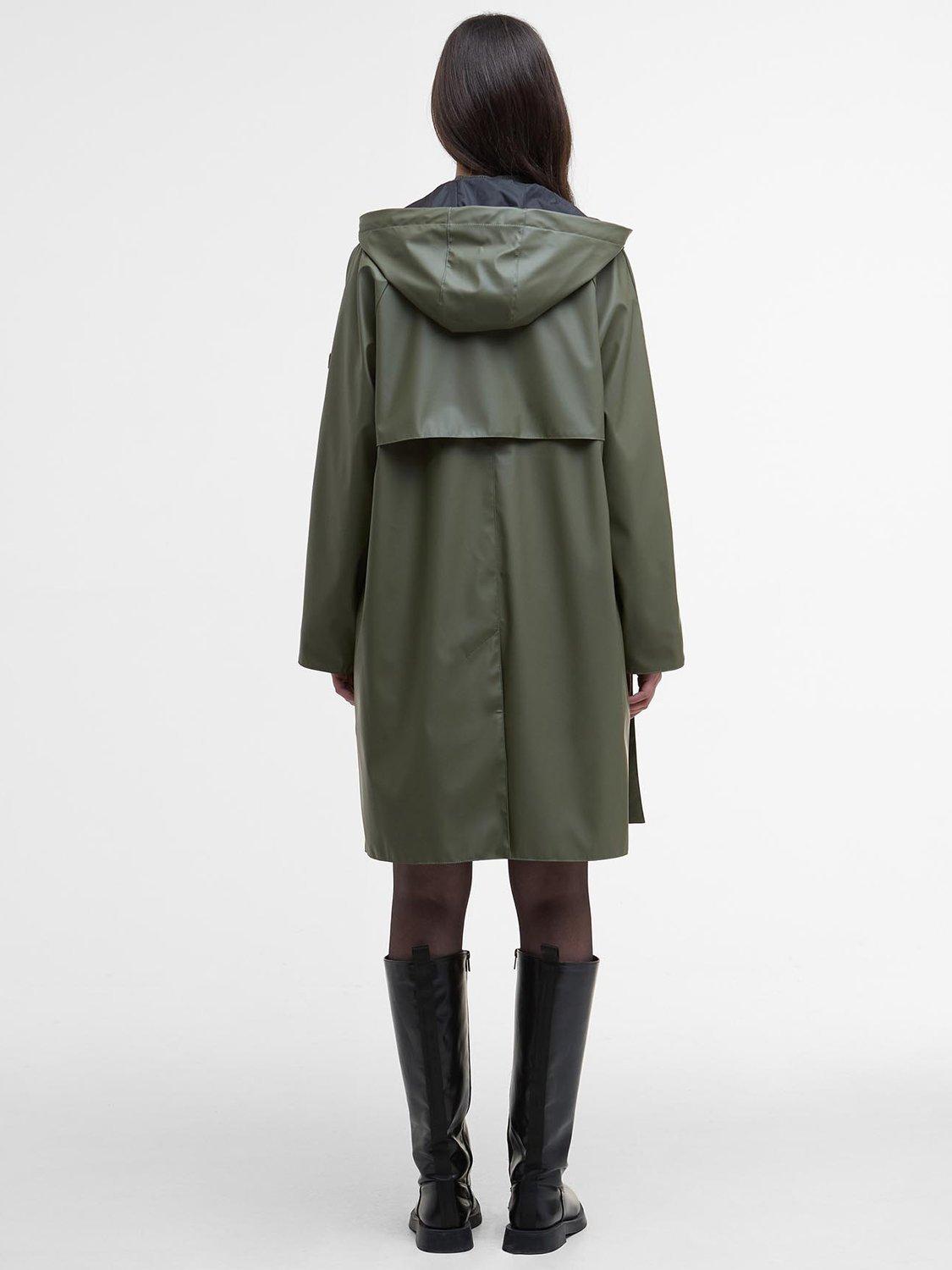 Product image 4 of 6, which shows Barbour International Recoleta Longline Showerproof Jacket, Dusky Khaki, 10