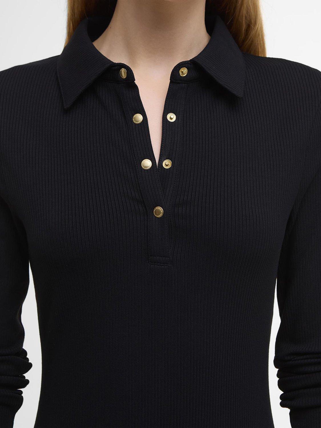 Product image 6 of 7, which shows Barbour International Chloe Ribbed Mini Dress, Black, 8