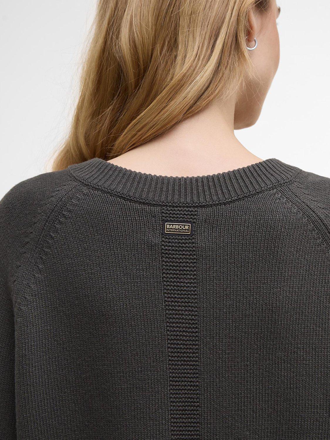 Product image 7 of 7, which shows Barbour International Atlanta Oversized Knit Cropped Wool Blend Jumper , Dusky Khaki, 8