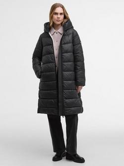 Barbour International Olivios Long Puffer Jacket, Black, Black