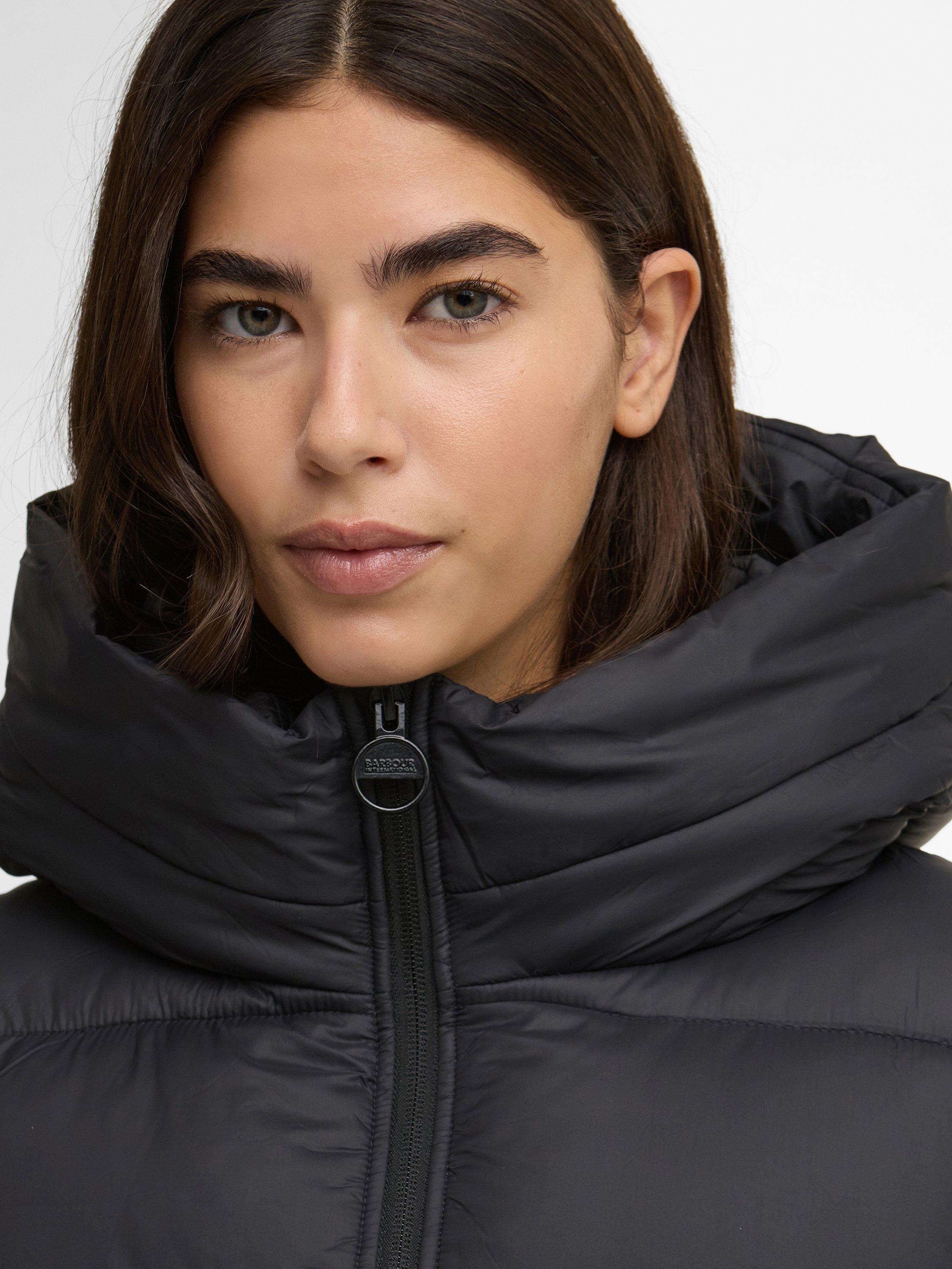 Product image 3 of 7, which shows Barbour International Olivios Hooded Puffer Jacket, Black, 12