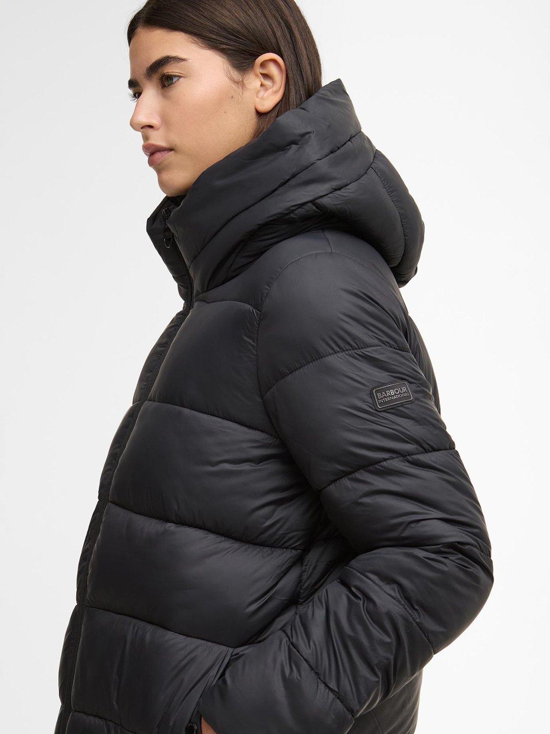 Product image 4 of 7, which shows Barbour International Olivios Hooded Puffer Jacket, Black, 12
