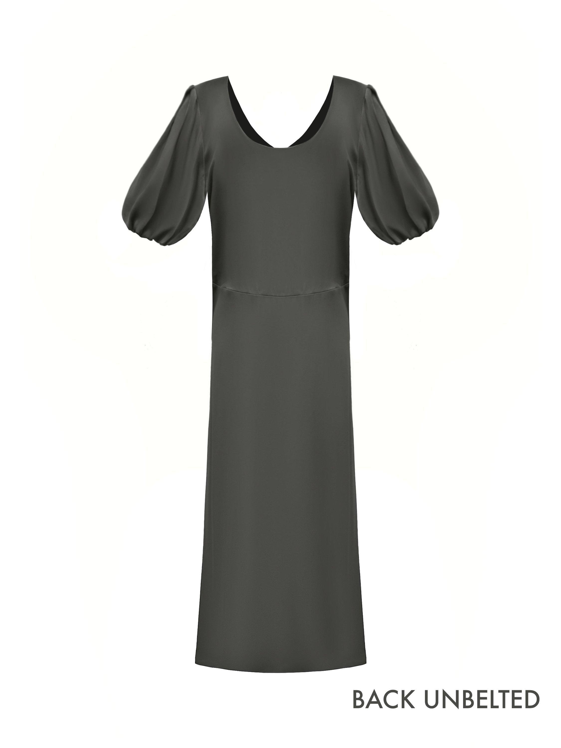Product image 7 of 8, which shows Nela x NRBY Isidore Satin Dress, Khaki, XS