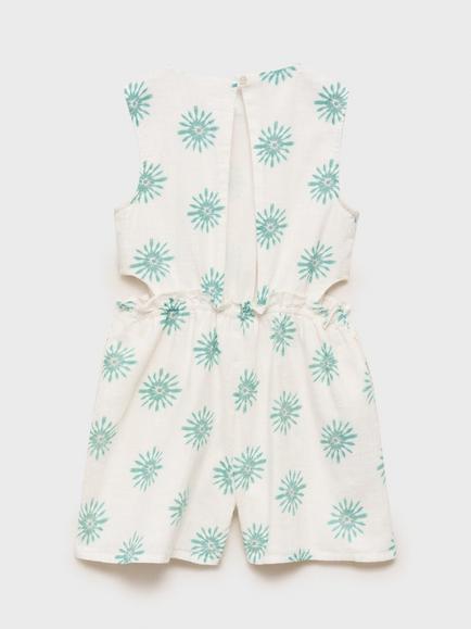 Mango Kids' Printed Cut-Out Jumpsuit, White - view 2, White