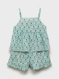 Mango Kids' Hojab Cotton Pyjama Set, Green