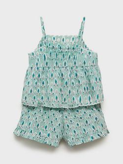 Mango Kids' Hojab Cotton Pyjama Set, Green - view 2, Green