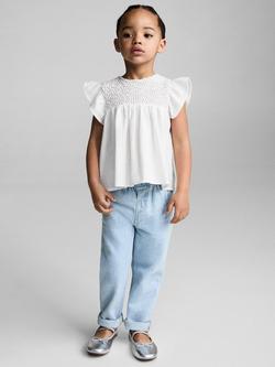 Mango KIds' Anais Cotton Textured Blouse, White, White