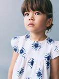 Mango Kids' Solb Cotton Short Sleeve Blouse, White/Multi