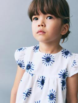 Mango Kids' Solb Cotton Short Sleeve Blouse, White/Multi, White/Multi