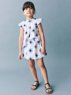 Mango Kids' Solb Cotton Short Sleeve Blouse, White/Multi - view 2, White/Multi